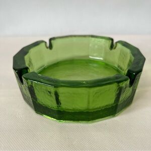 Vintage Blenko Green Glass Large Ashtray